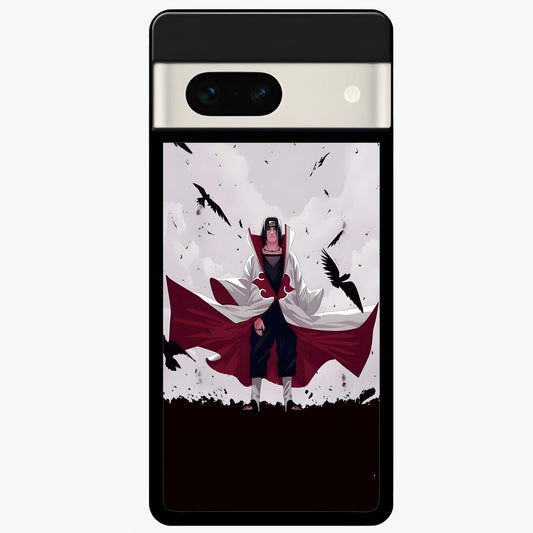 Crimson Crow Ascension Glass Case showing flat back view with mystical crow artwork and glossy glass finish.