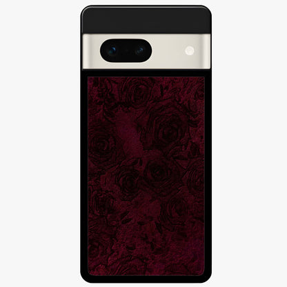 Crimson Fade Flow Glass Case showing flat back view with flowing crimson gradient artwork and glossy glass finish.