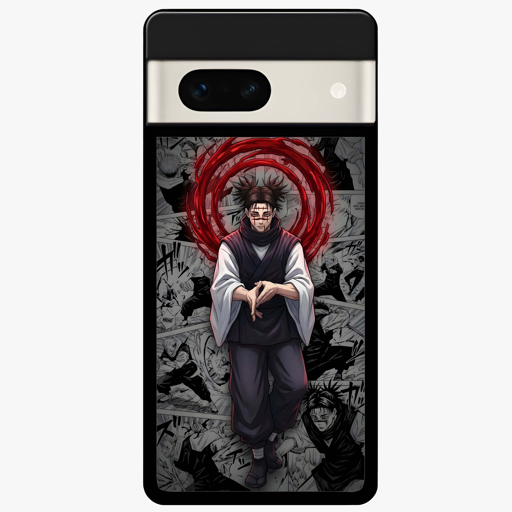 Cursed Ritual Ascension Glass Case showing flat back view with dark ritual themed artwork and glossy glass finish.