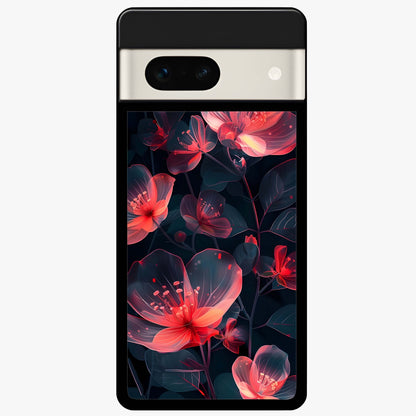 Dark Shade of Flower Glass Case showing flat back view with elegant dark floral artwork and glossy glass finish.