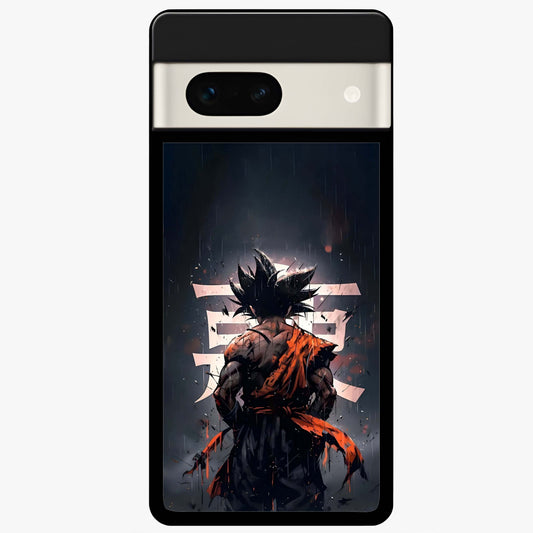 Dark Warrior In Rain Glass Case showing flat back view with warrior artwork in rainy atmosphere and glossy glass finish.