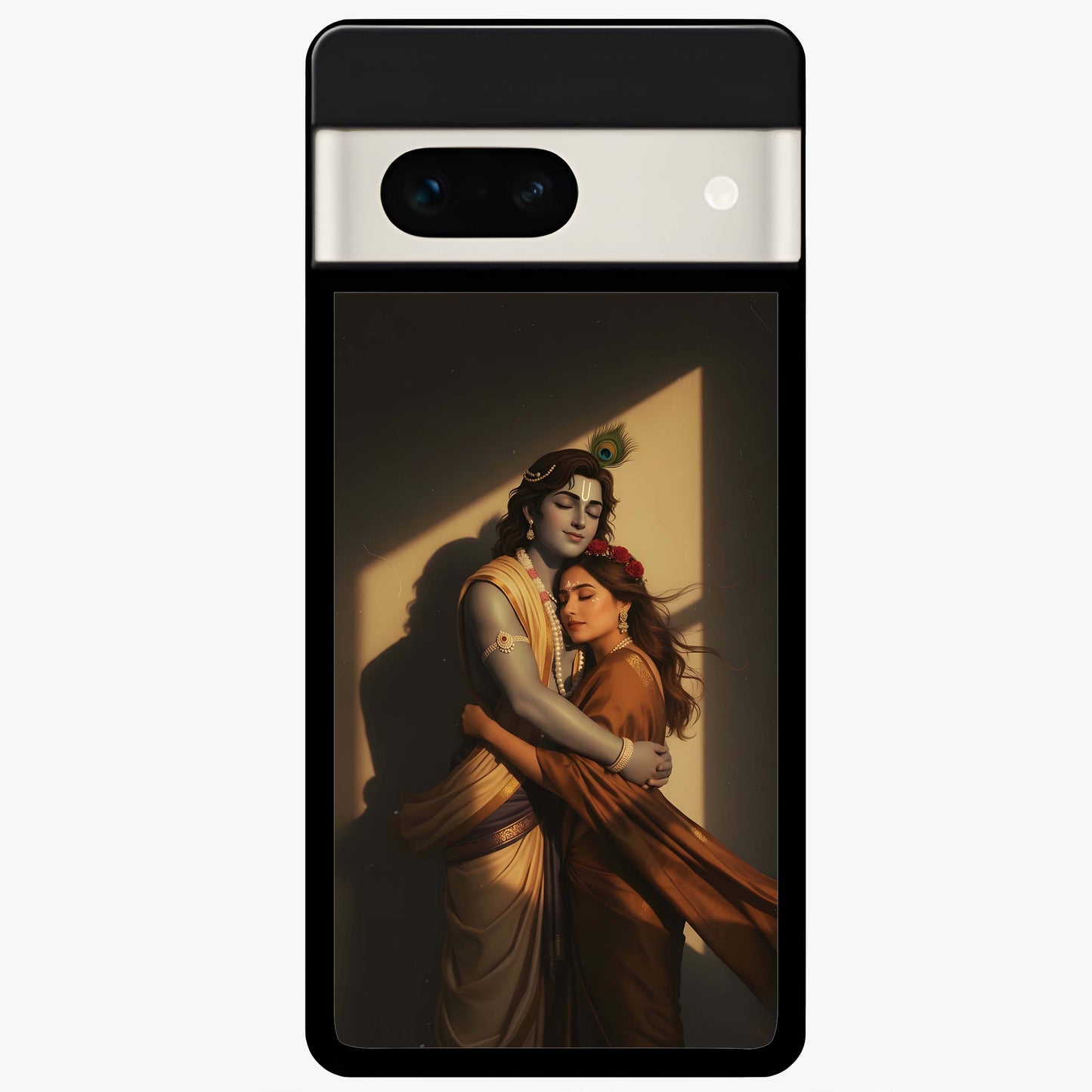 Divine Eternal Love Glass Case showing flat back view with spiritual love themed artwork and glossy glass finish.