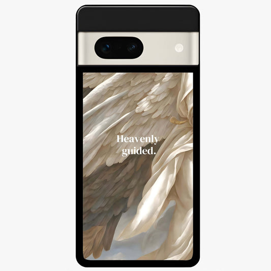 Divine Winged Grace Glass Case showing flat back view with elegant wing inspired artwork and glossy glass finish.