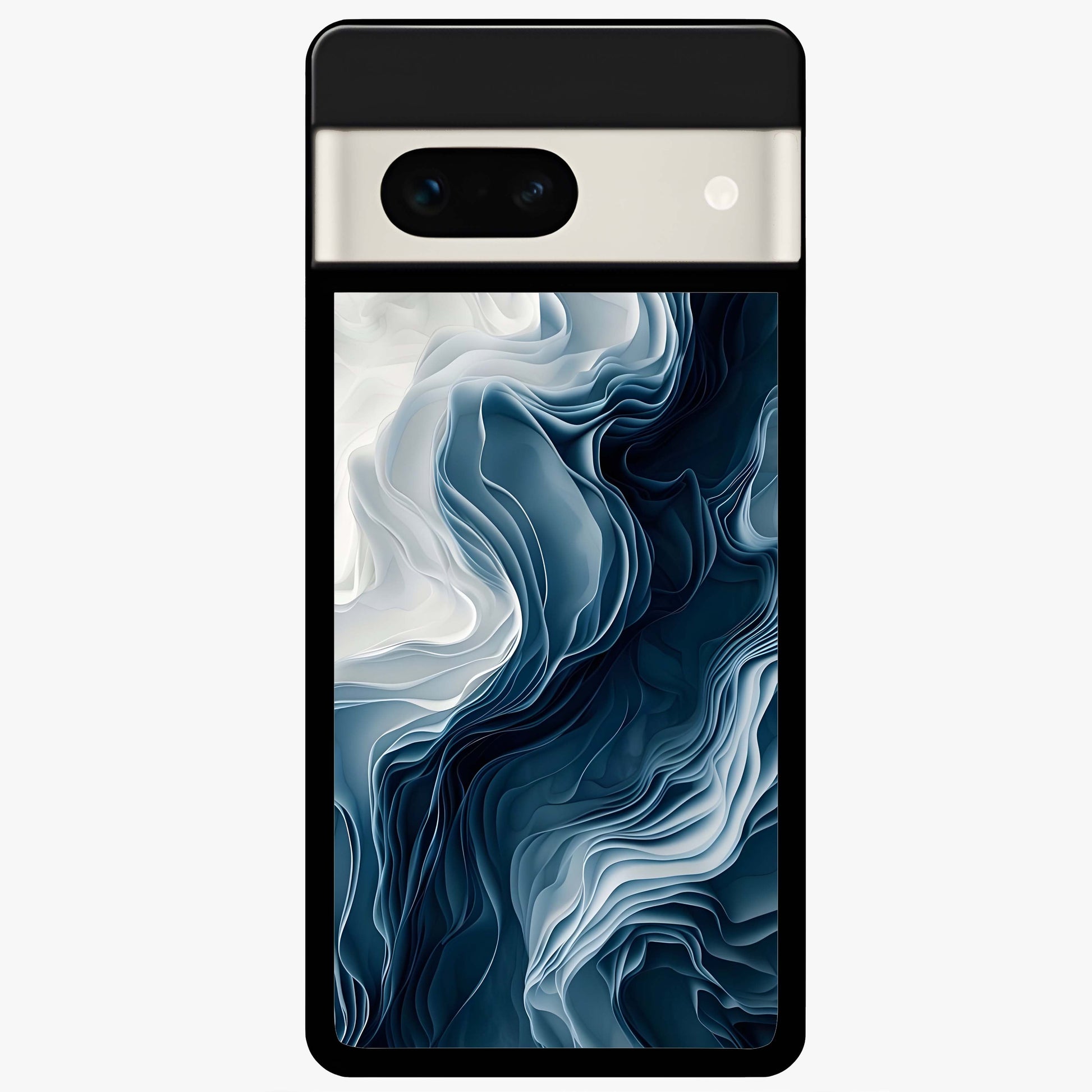Ethereal Paper Marble Glass Case showing flat back view with soft marble paper texture artwork and glossy glass finish.