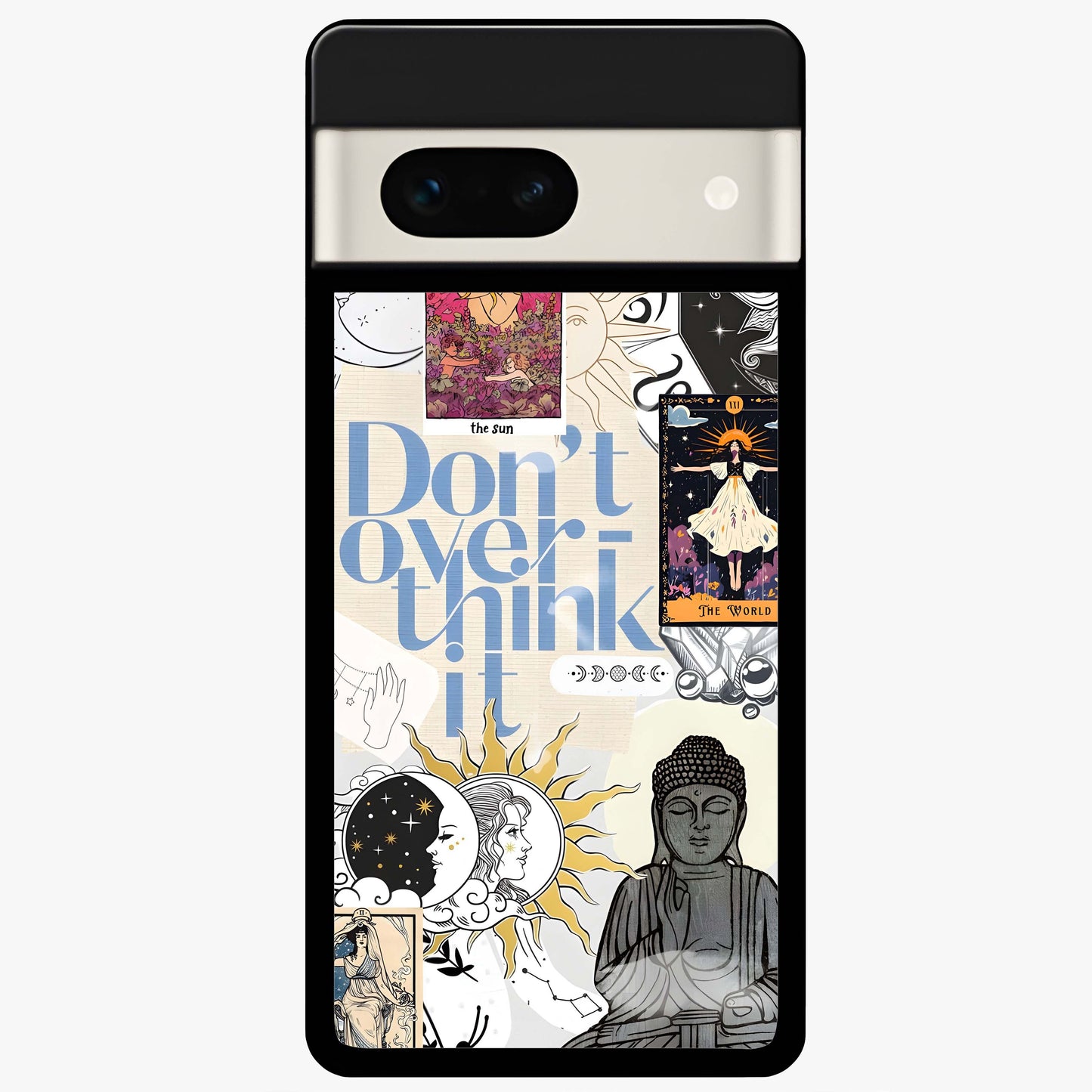 Ethereal Thoughts Glass Case showing flat back view with dreamy artistic artwork and glossy glass finish.