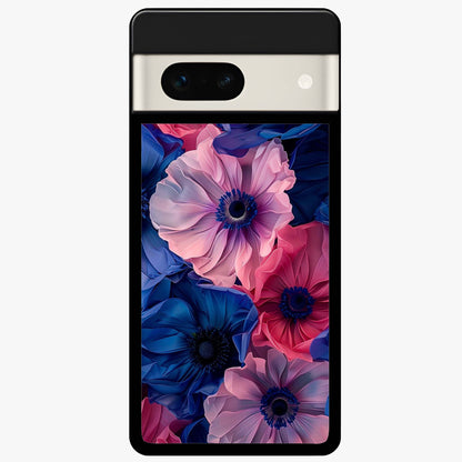 Flower Paper Art Pattern Glass Case showing flat back view with paper cut style floral artwork and glossy glass finish.