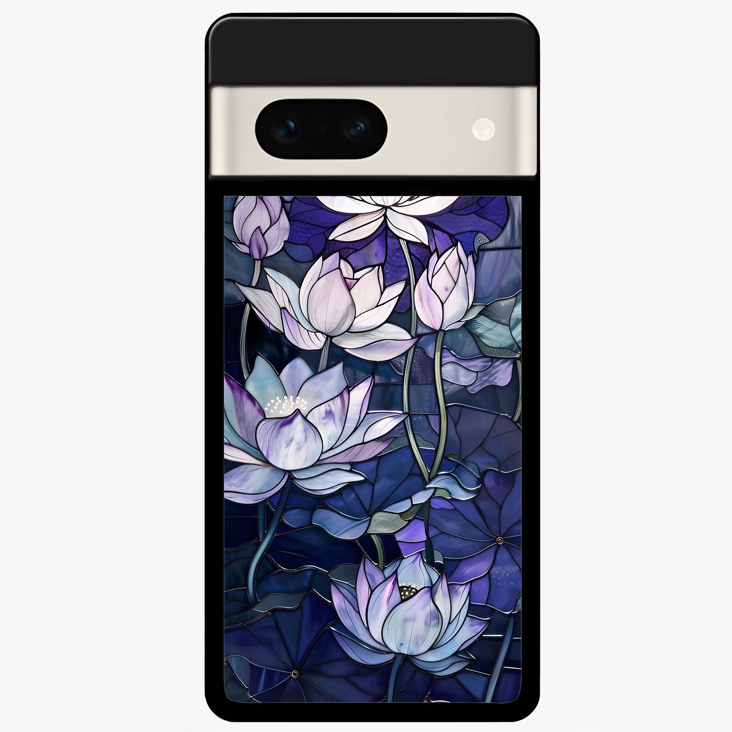 Gloss Petal Rush Glass Case showing flat back view with glossy flower petal artwork and smooth glass finish.