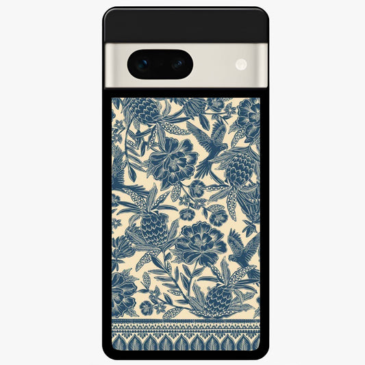 Heirloom Wild Bloom Glass Case showing flat back view with vintage inspired wild flower artwork and glossy glass finish.