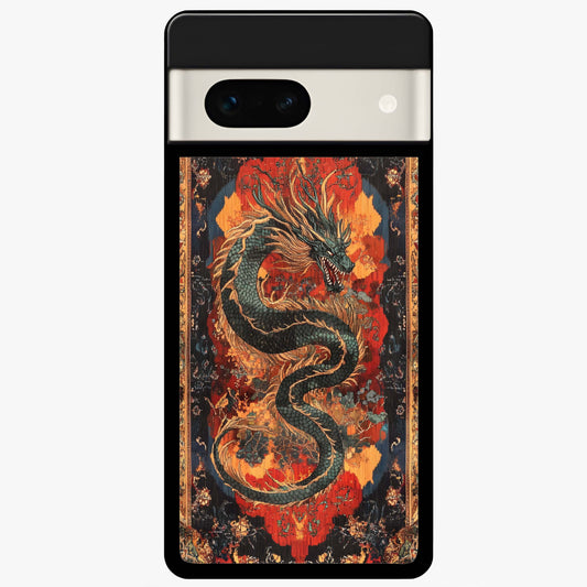 Inferno Dragon Soul Glass Case showing flat back view with fiery dragon artwork and glossy glass finish.