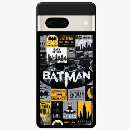Knight Gotham Rise Glass Case showing flat back view with dark hero inspired artwork and glossy glass finish.
