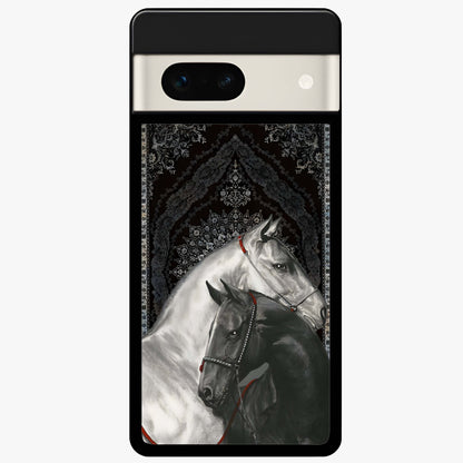 Majestic Ride Legacy Glass Case showing flat back view with powerful automotive inspired artwork and glossy glass finish.