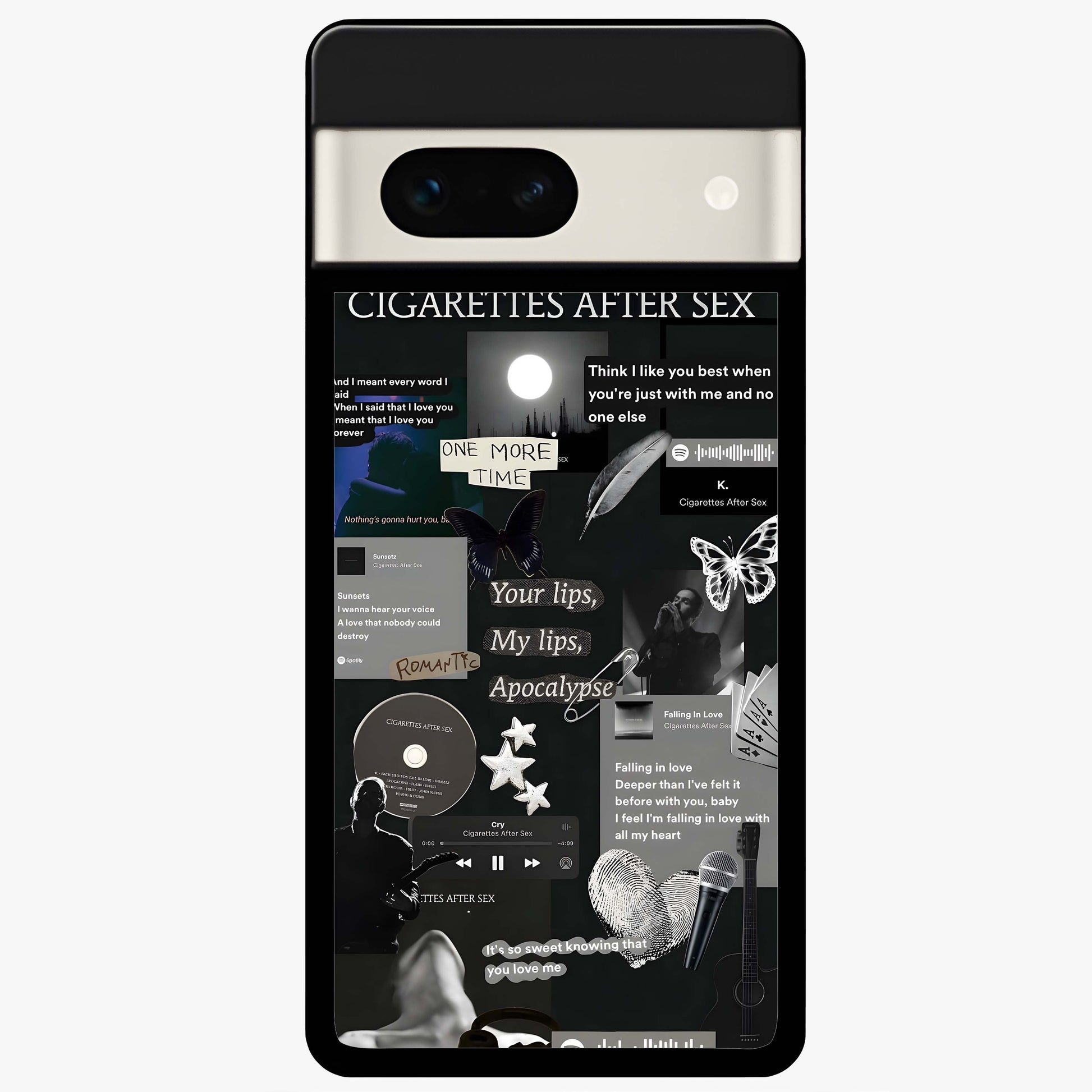 Midnight Love Echo Glass Case showing flat back view with romantic midnight themed artwork and glossy glass finish.