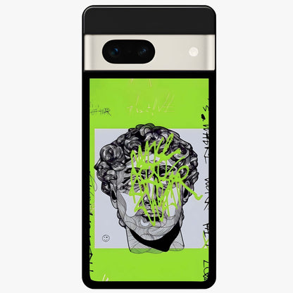 Neo Graffiti Rebellion Glass Case showing flat back view with vibrant graffiti artwork and glossy glass finish.