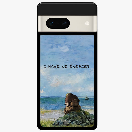 Peace Beyond War Glass Case showing flat back view with symbolic peace themed artwork and glossy glass finish.