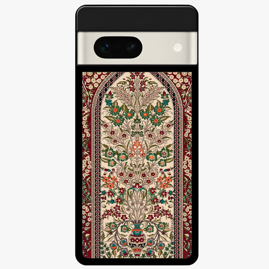 Persian Inspired Glass Case showing flat back view with ornate Persian style pattern artwork and glossy glass finish.