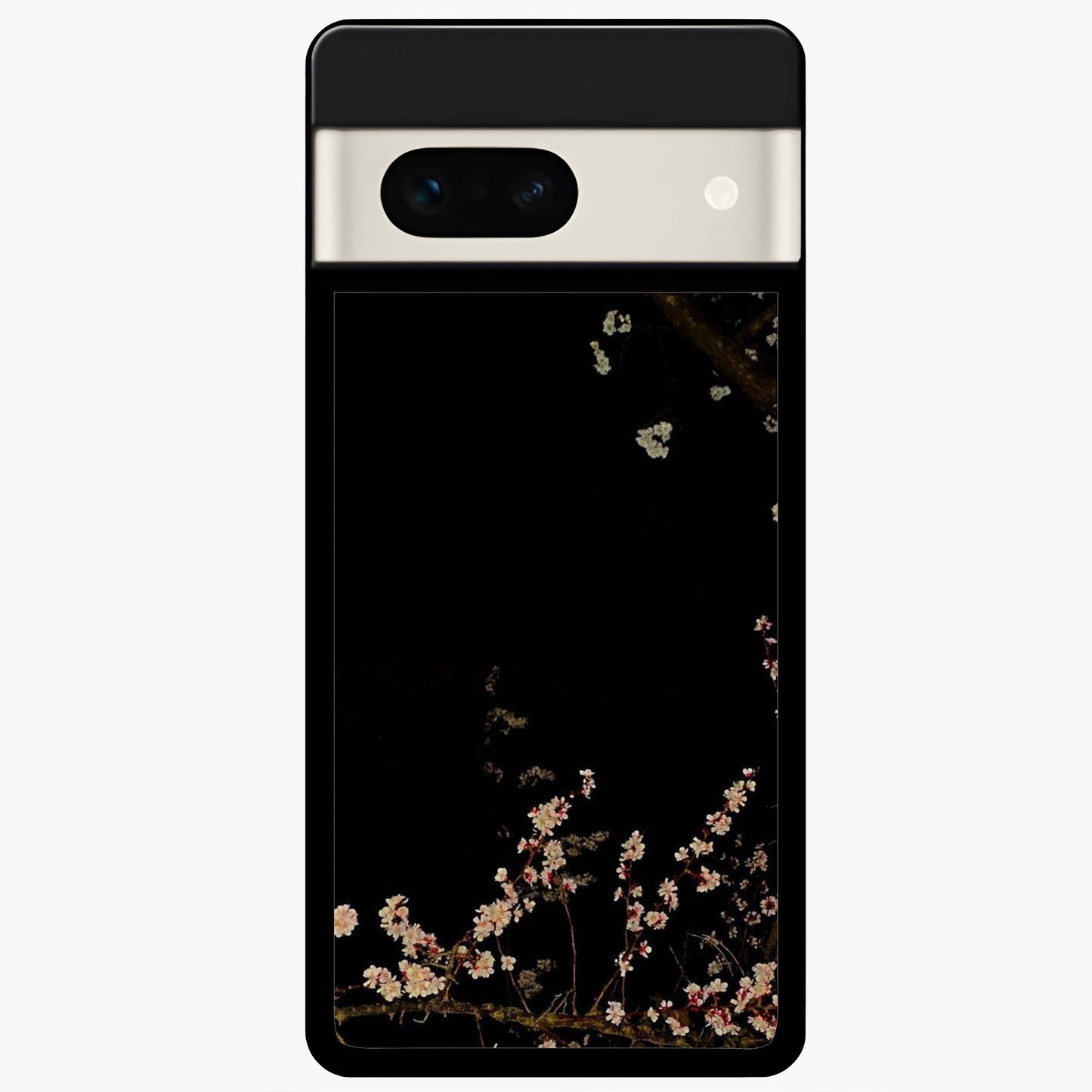 Petal Moon Light With Custom Name Glass Case showing flat back view with floral moonlight artwork and personalized name design.
