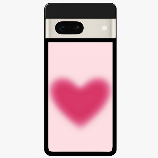 Pink Aura Heart Glass Case showing flat back view with glowing heart artwork and glossy glass finish.
