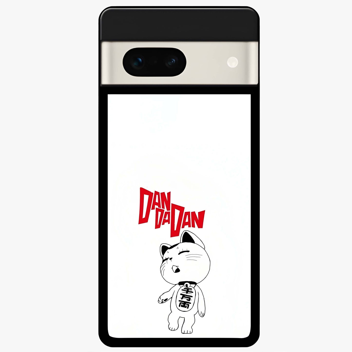 Playful Spirit Charm Glass Case showing flat back view with cheerful charm themed artwork and glossy glass finish.