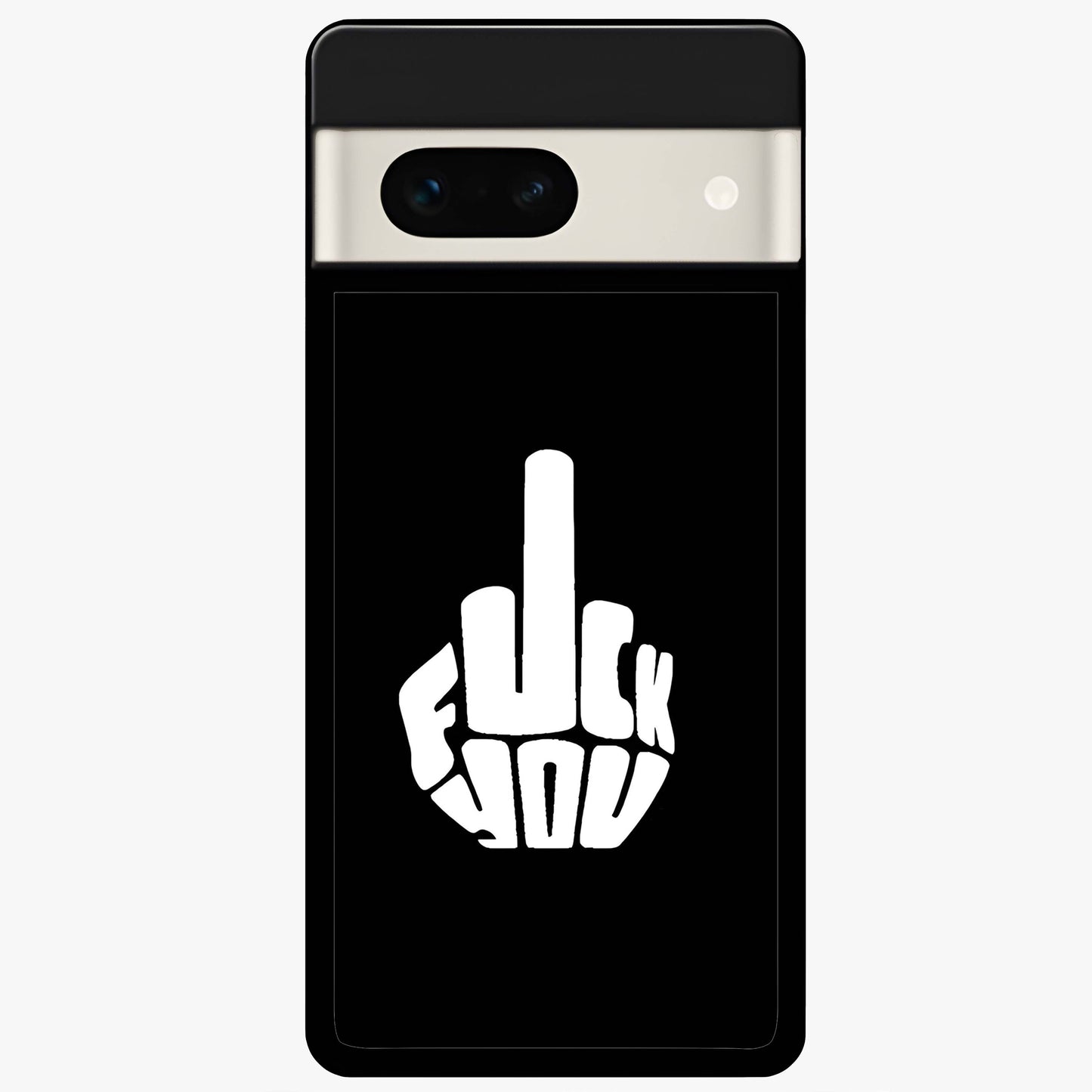 Rebel Mode On Glass Case showing flat back view with bold rebellious typography artwork and glossy glass finish.