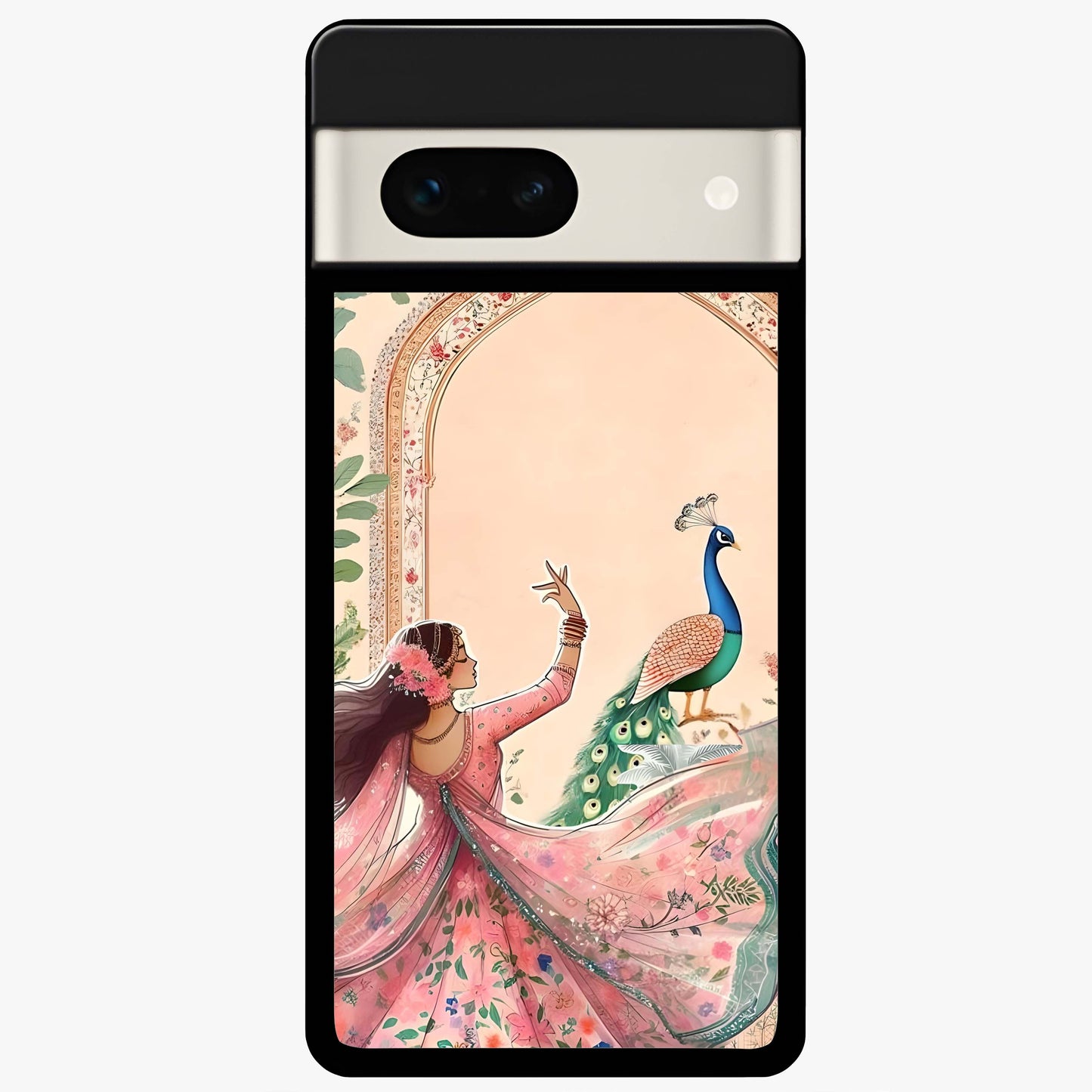 Royal Grace Muse Glass Case showing flat back view with elegant artistic artwork and glossy glass finish.