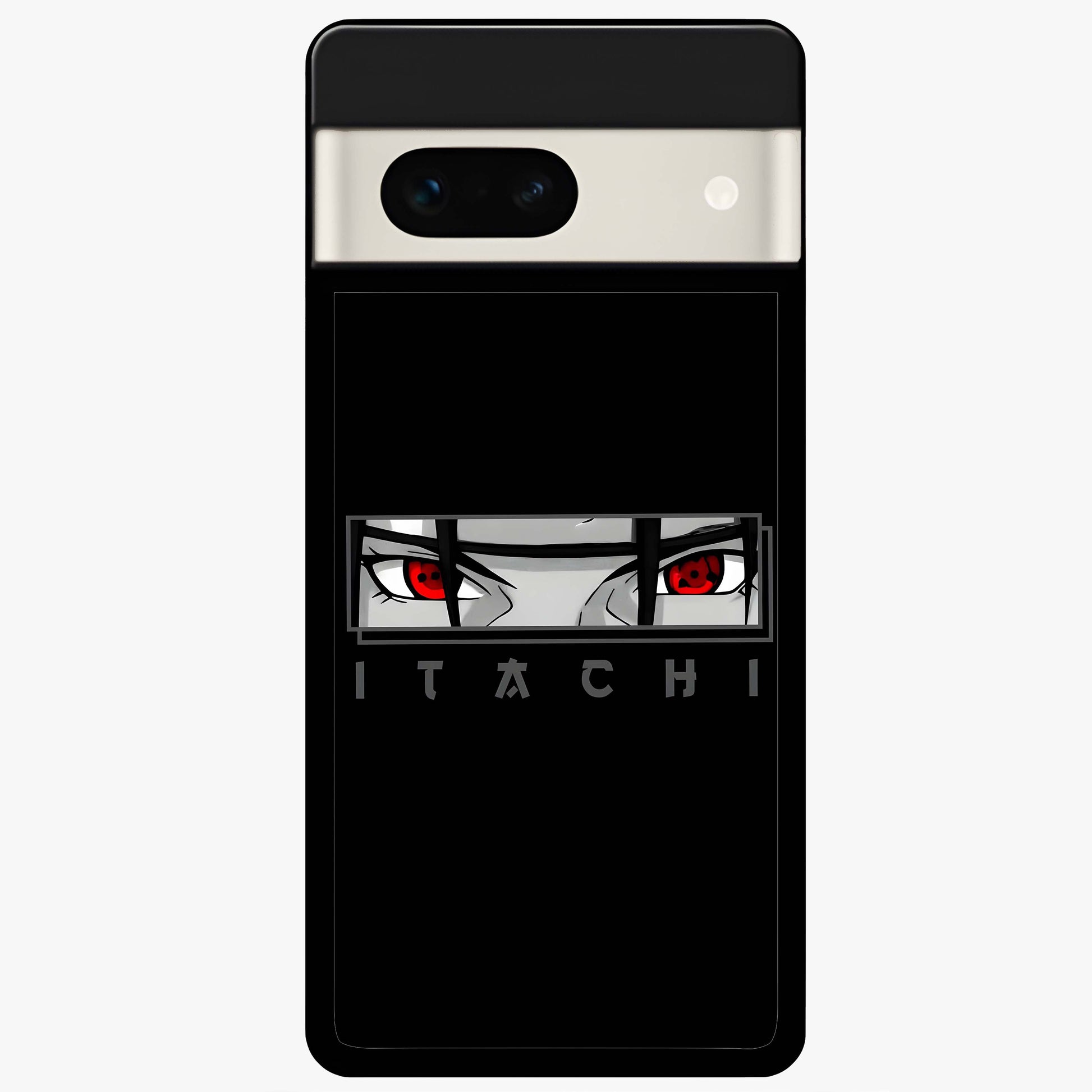 Scarlet Gaze Dominance Glass Case showing flat back view with striking red themed artwork and glossy glass finish.