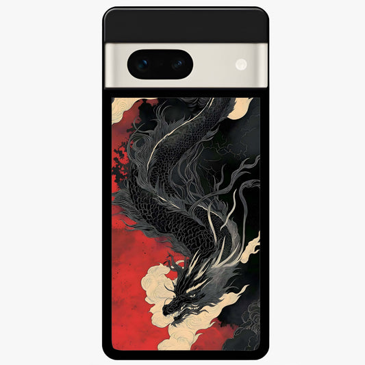 Shadow Dragon Fury Glass Case showing flat back view with fierce dragon artwork and glossy glass finish.