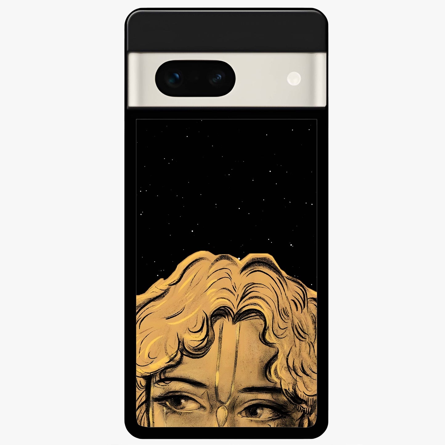Shri Krishna Art Glass Case showing flat back view with devotional Krishna artwork and glossy glass finish.