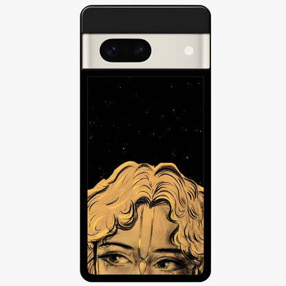 Shri Krishna Art Glass Case showing flat back view with devotional Krishna artwork and glossy glass finish.