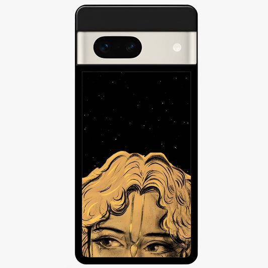 Shri Krishna Art Glass Case showing flat back view with devotional Krishna artwork and glossy glass finish.