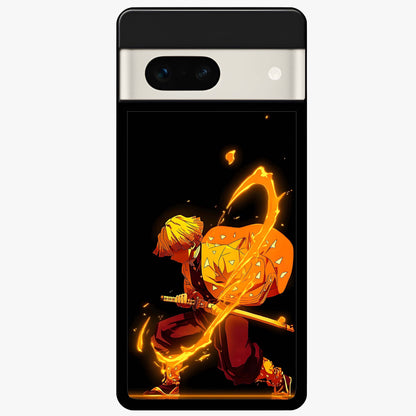 Thunder Flame Execution Glass Case showing flat back view with powerful flame and lightning artwork and glossy glass finish.