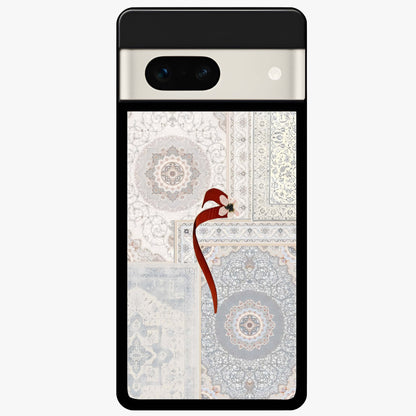 White Aesthetic Bow Glass Case showing flat back view with minimal bow artwork and glossy glass finish.
