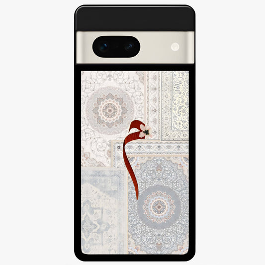 White Aesthetic Bow Glass Case showing flat back view with minimal bow artwork and glossy glass finish.