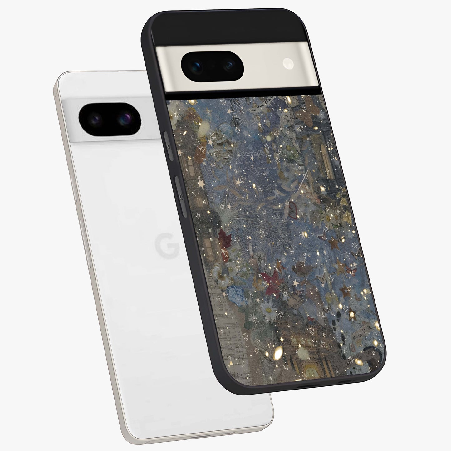 Aesthetic Astrolophia Glass Case displayed in angled mockup highlighting artistic aesthetic elements and smooth glass surface.