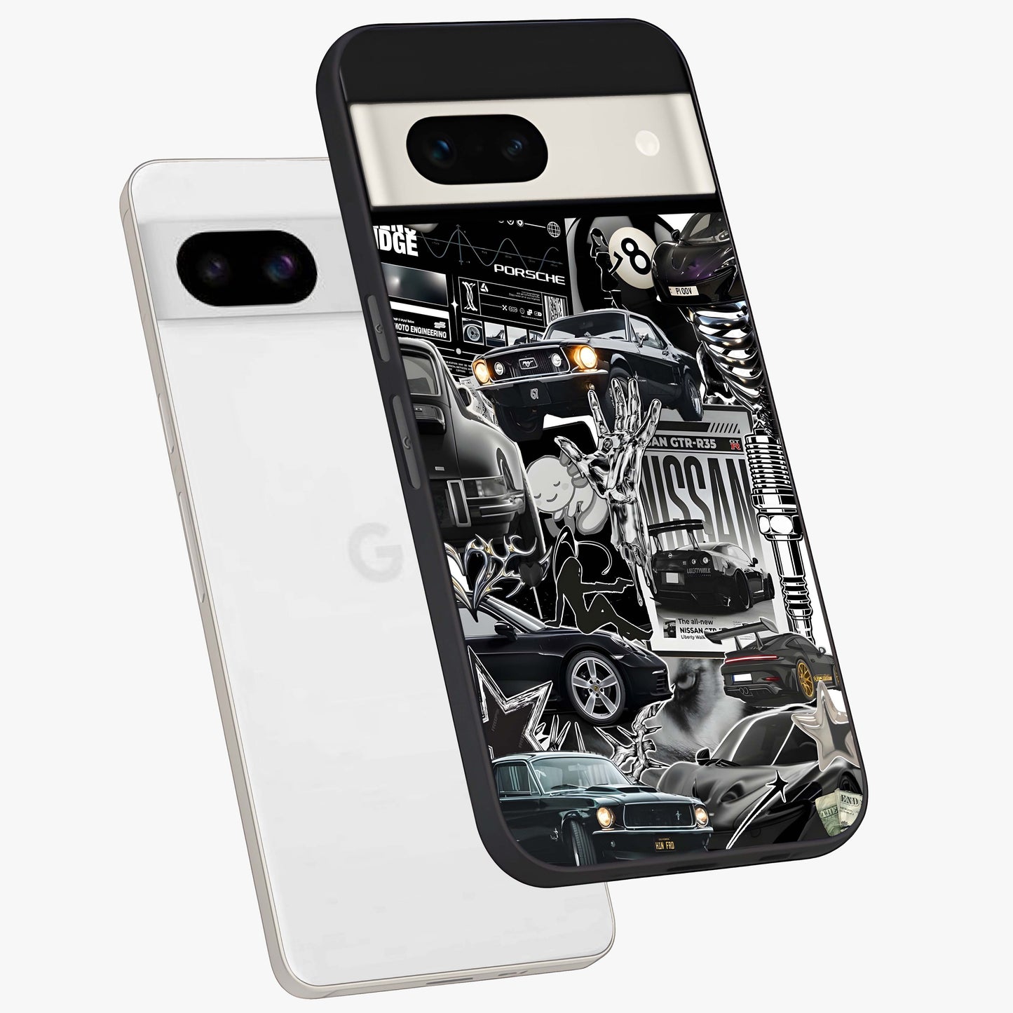 Aesthetic Dark Love Glass Case displayed in angled mockup highlighting moody aesthetic design and bold love theme.