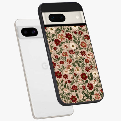 Biege Flower With Leaf Glass Case displayed in angled mockup highlighting minimal floral leaf design and elegant aesthetic.