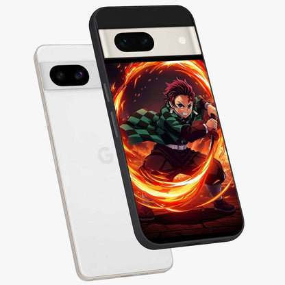 Blazing Sword Resolve Glass Case displayed in angled mockup highlighting powerful sword illustration and bold fantasy theme.
