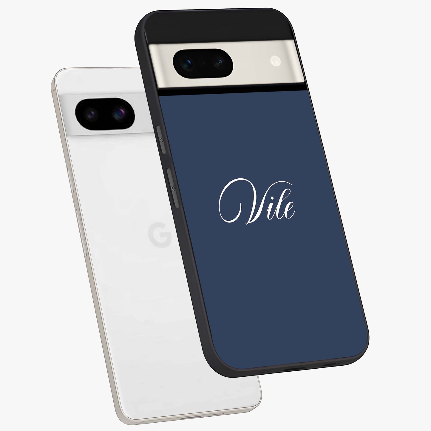 Blue Vintage Floral Pattern Glass Case showing flat back view with elegant vintage floral artwork and glossy glass finish.