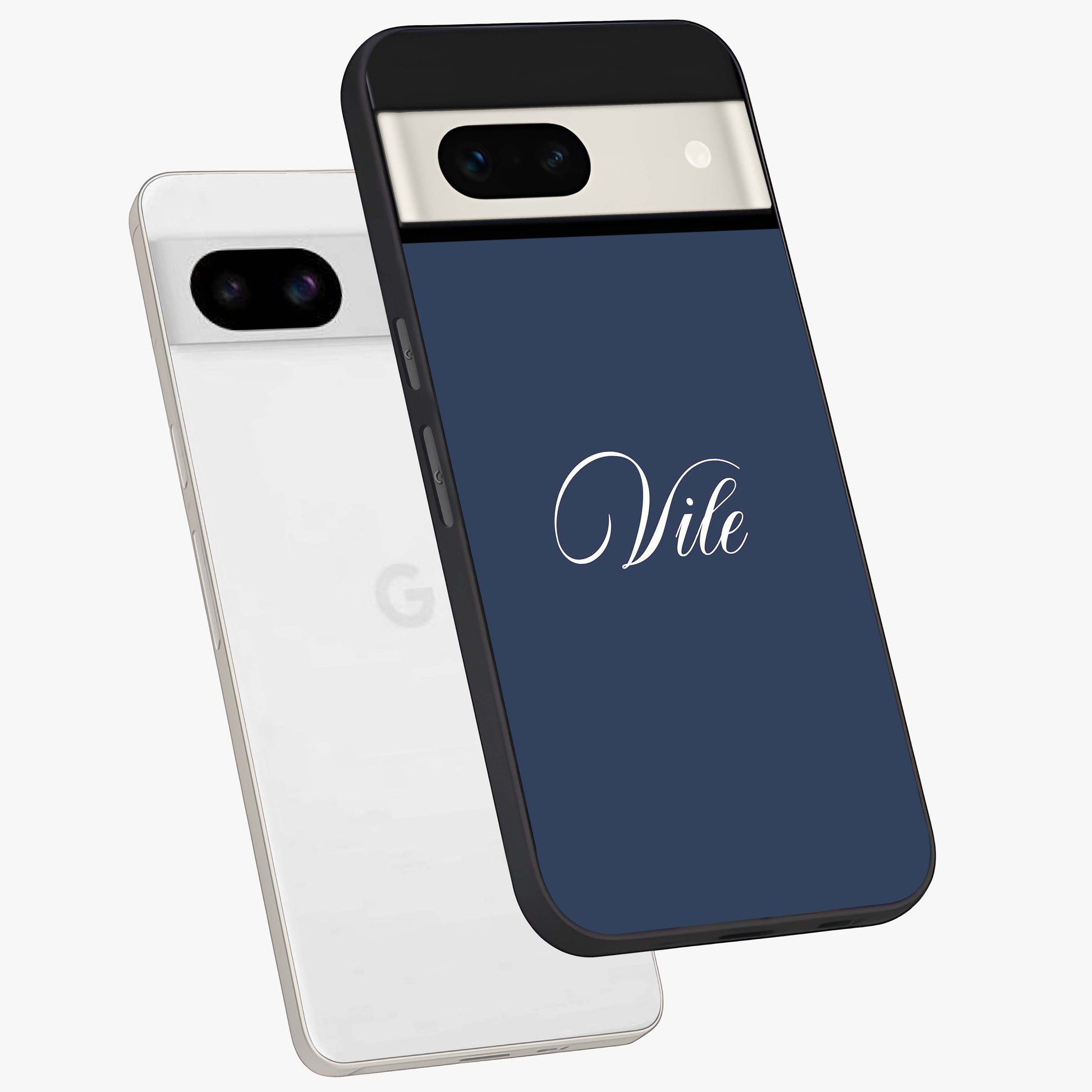 Blue Vintage Floral Pattern Glass Case showing flat back view with elegant vintage floral artwork and glossy glass finish.