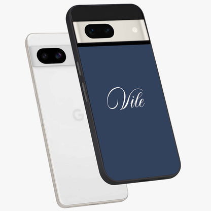 Blue Vintage Floral Pattern Glass Case showing flat back view with elegant vintage floral artwork and glossy glass finish.