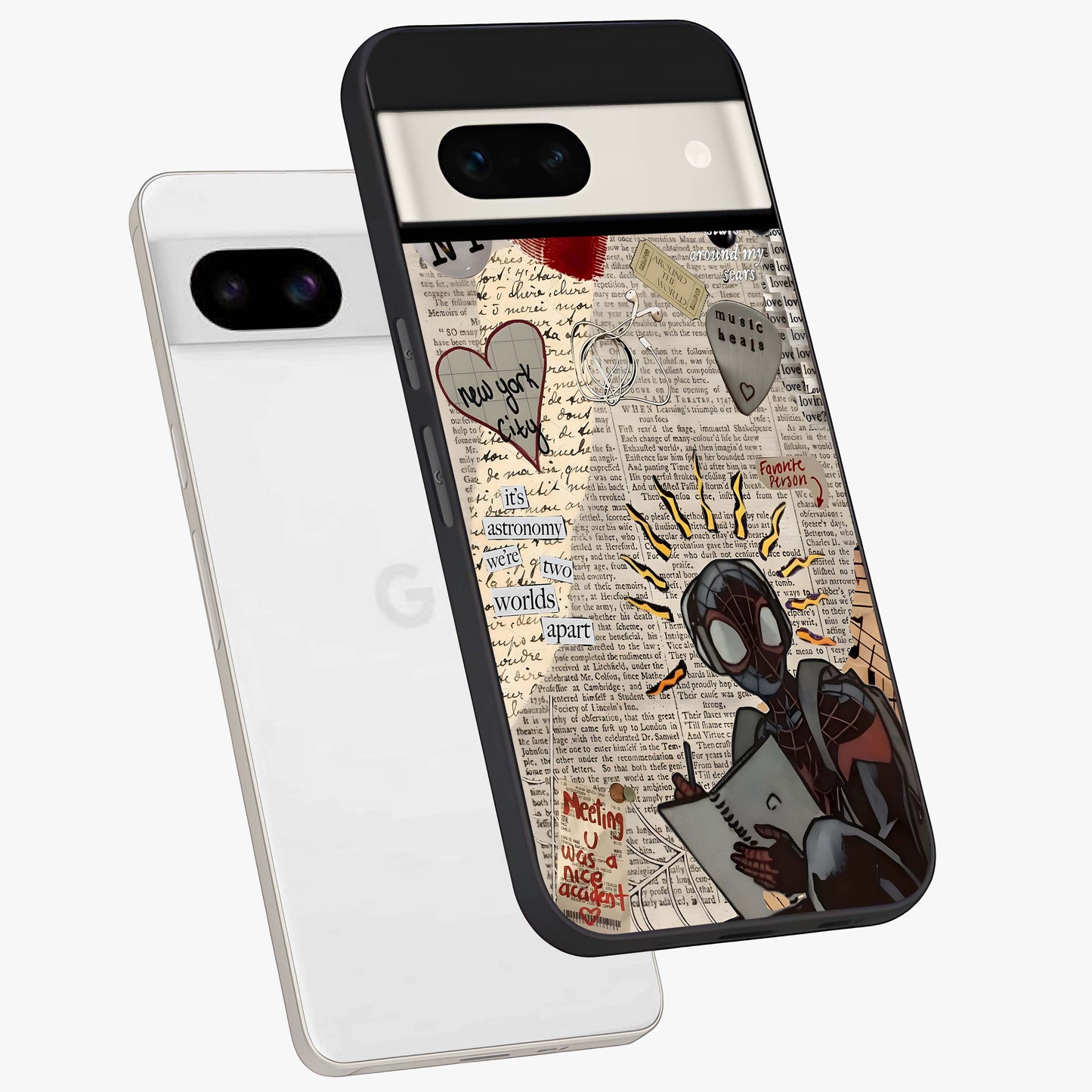 City Dream Sketch Glass Case displayed in angled mockup highlighting minimal city illustration with aesthetic sketch style.