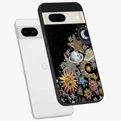 Cosmic Sparkle Dreams Glass Case displayed in angled mockup highlighting dreamy star sparkle design with celestial aesthetic.