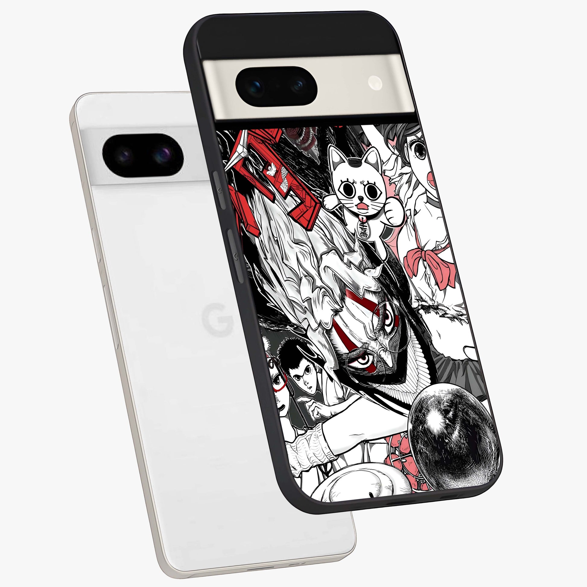 Crimson Chaos Panel Glass Case displayed in angled mockup highlighting chaotic panel style design with modern graphic theme.