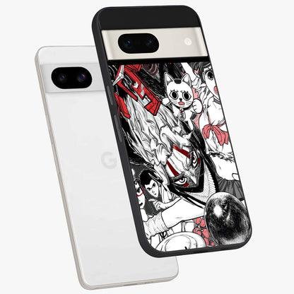 Crimson Chaos Panel Glass Case displayed in angled mockup highlighting chaotic panel style design with modern graphic theme.