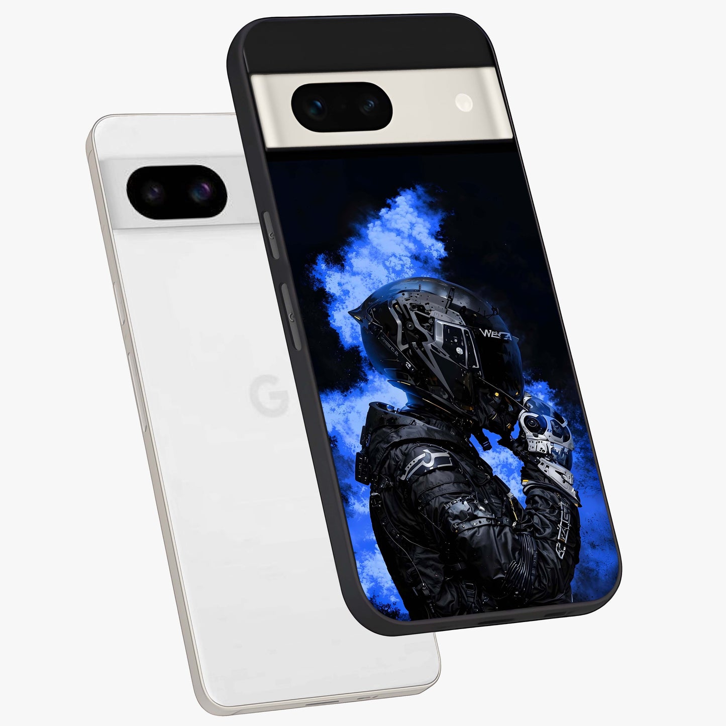 Cyber Sentinel Protocol Glass Case displayed in angled mockup highlighting digital cyber design with sci-fi aesthetic style.