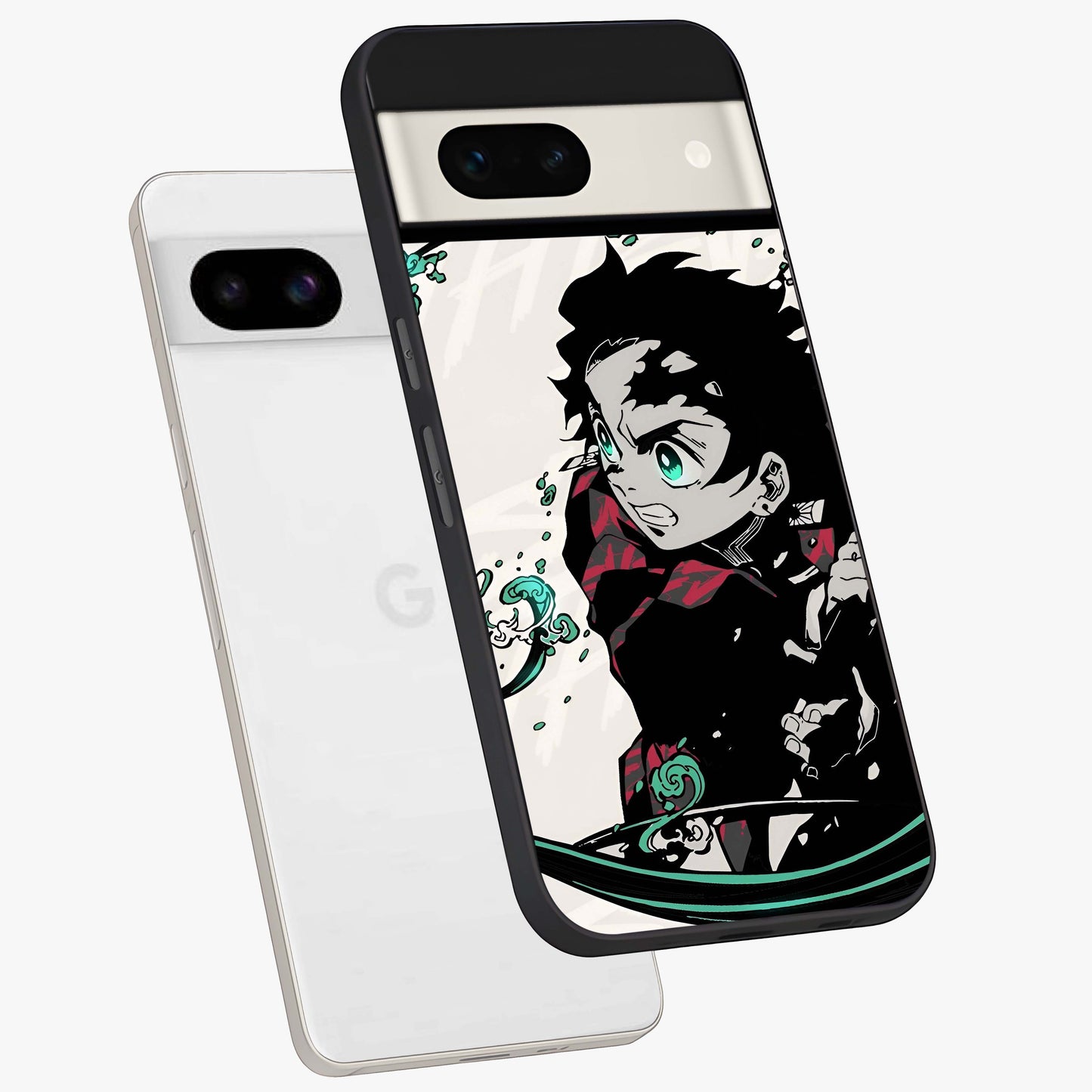 Demon Slayer Glass Case displayed in angled mockup highlighting dramatic anime character design with action aesthetic.