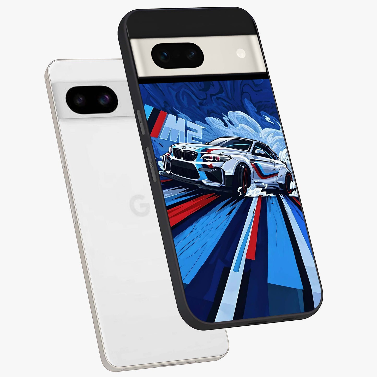 Drift Power Rush Glass Case displayed in angled mockup highlighting powerful drift car design with sporty aesthetic style.