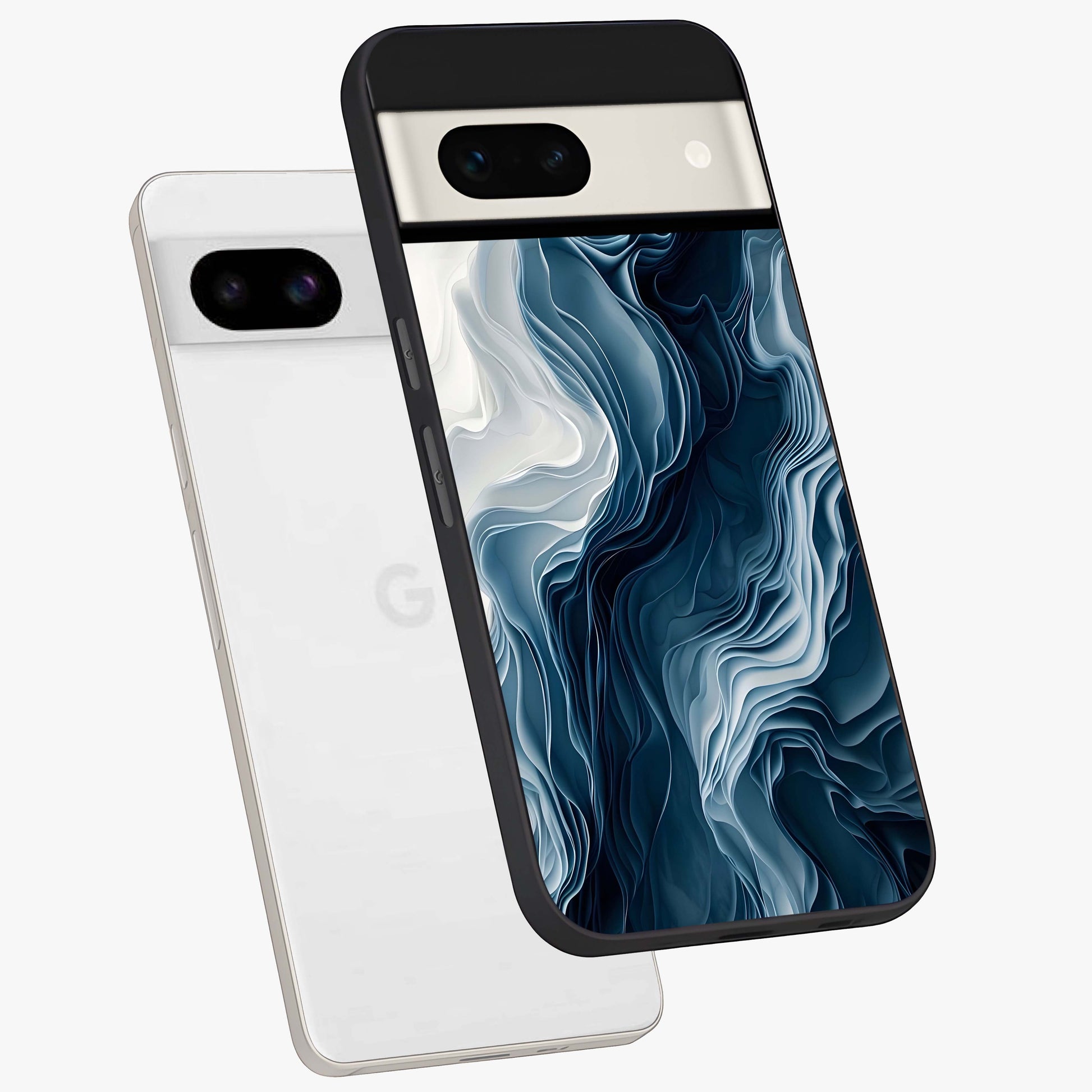 Ethereal Paper Marble Glass Case displayed in angled mockup highlighting elegant marble pattern with modern aesthetic style.