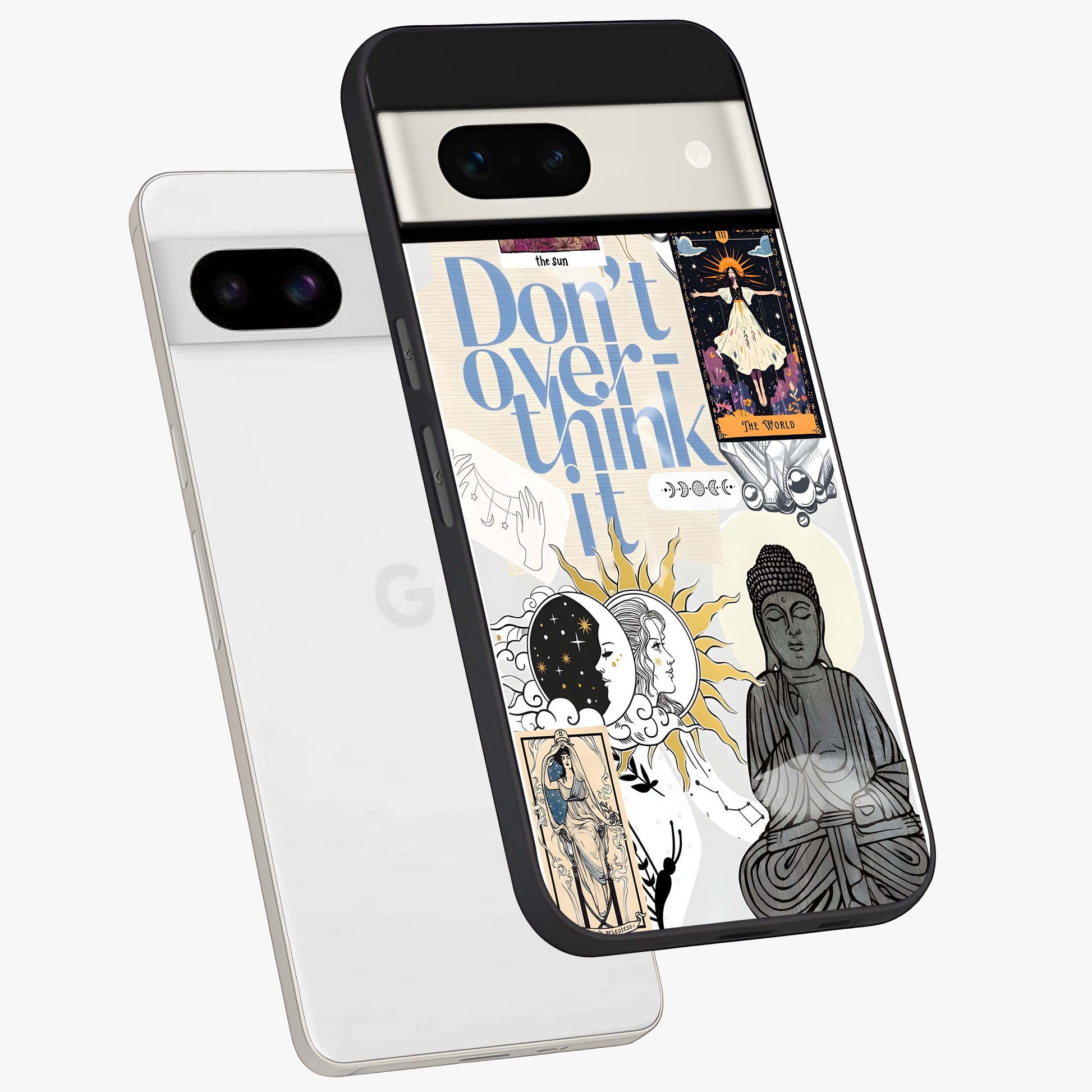 Ethereal Thoughts Glass Case displayed in angled mockup highlighting soft abstract design with calm ethereal aesthetic.