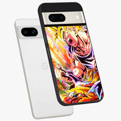 Firing Goku Glass Case displayed in angled mockup highlighting dynamic anime character design with action aesthetic.