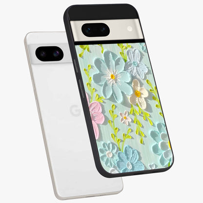 Frosted Petal Garden Glass Case displayed in angled mockup highlighting delicate flower petal design with calm garden aesthetic.